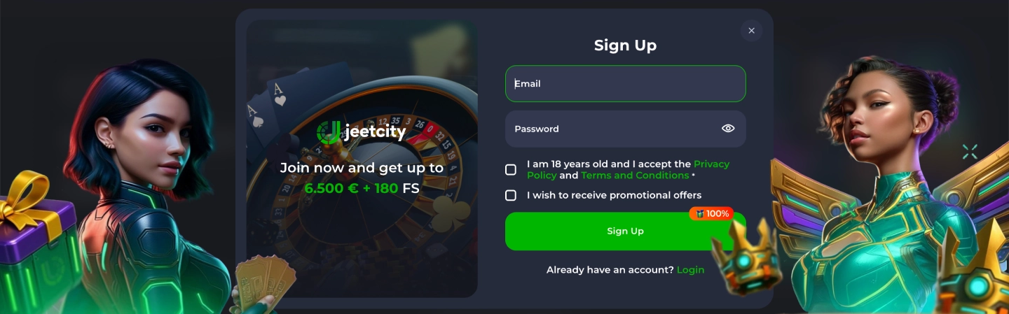 JeetCity Casino sign up easy start for new users
